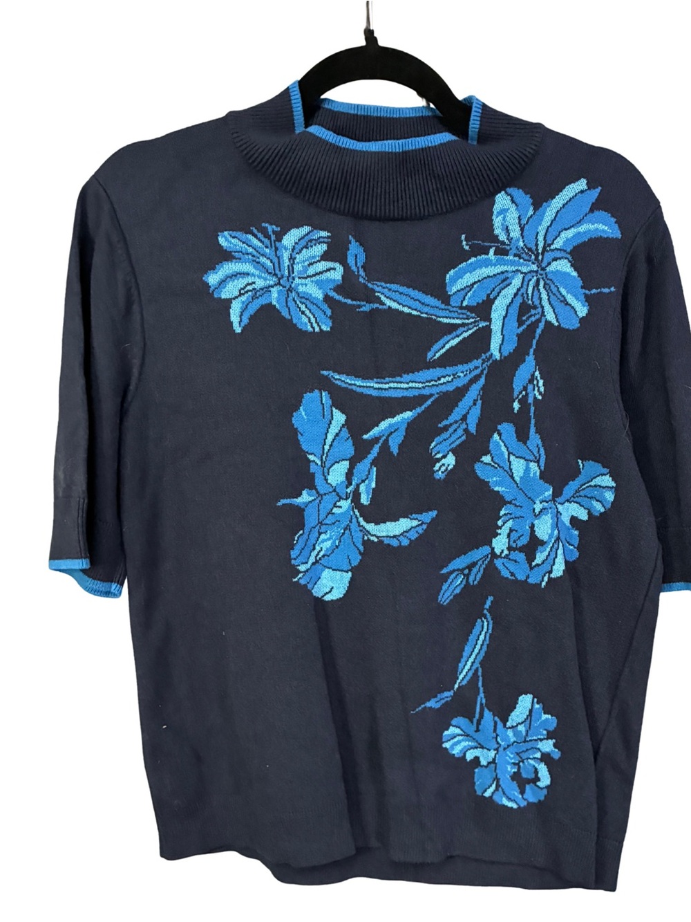Ann Taylor Navy Top with Bright Blue Trim